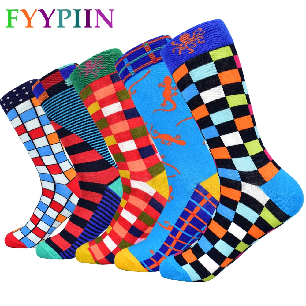Calcetines Hombre Новые Стандартные мужские носки популярные мужские хлопчатобумажные носки, цветные носки.(5 пара/лот) без коробки