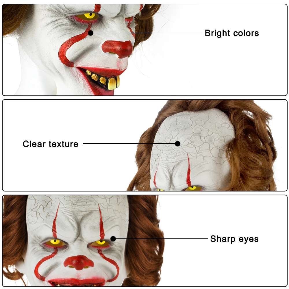 Маски на Хэллоуин Стивен Кинг это маска Pennywise ужас клоун Джокер маска Хэллоуин косплей костюм реквизит вечерние принадлежности