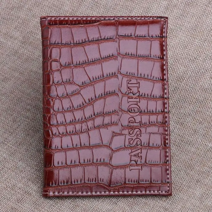 Brown TRASSORY Аллигатор кожа паспорт и дорожный держатель документов Обложка для паспорта чехол для мужчин и женщин - Цвет: Brown