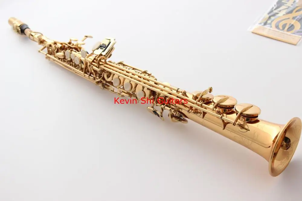 Прямой саксофон Gold R54 Soprano Bb золотой лаковый Саксофон сопрано Sax paris SS справочная