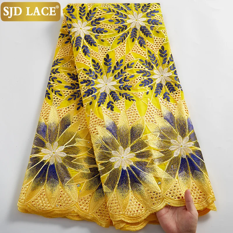 Кружевная африканская кружевная ткань SJD с дырками хлопковая вышивка