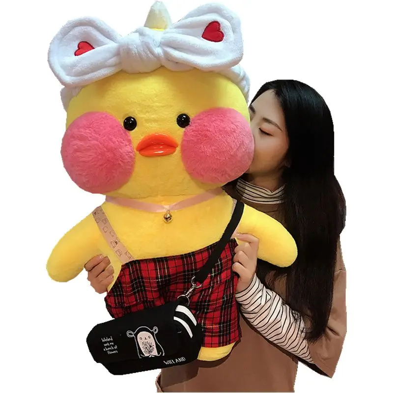 

80cm Kawaii Lalafanfan Cafe Duck Plush Toy With Bells Clothes Detachable Plush Doll Children's Toy Valentine's Day Birthday Gift