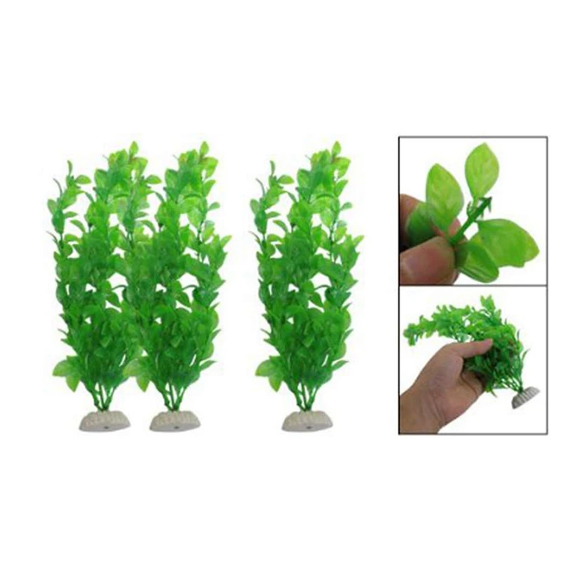 

New 3 Pcs Green Plastic Hottonia Inflata Plant for Aquarium Fish Tank & 3 Pcs 10.6 inch Height Artificial Plants