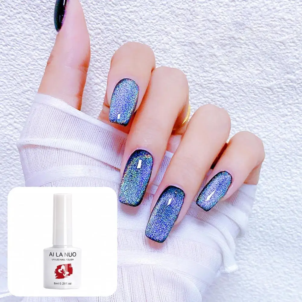

8ml Stylish Sparkling Gel Nail Polish Reflective Glitter Gel Coat No Odor Nail Polish Persistent Effect for Women