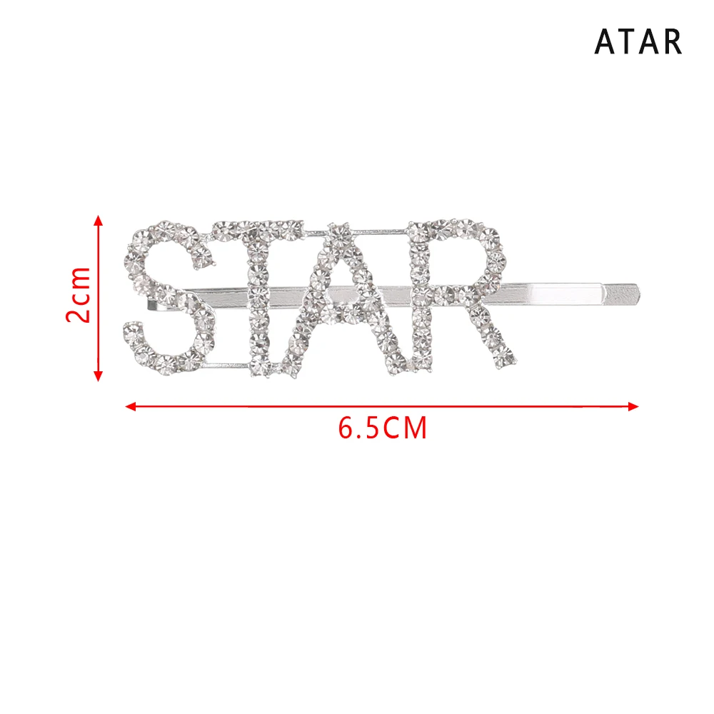 star 1 шт. Горячая Мода письмо шпилька уникальные яркие стразы кристаллы заколки для волос слова заколка женские аксессуары для украшений для волос - Цвет: star