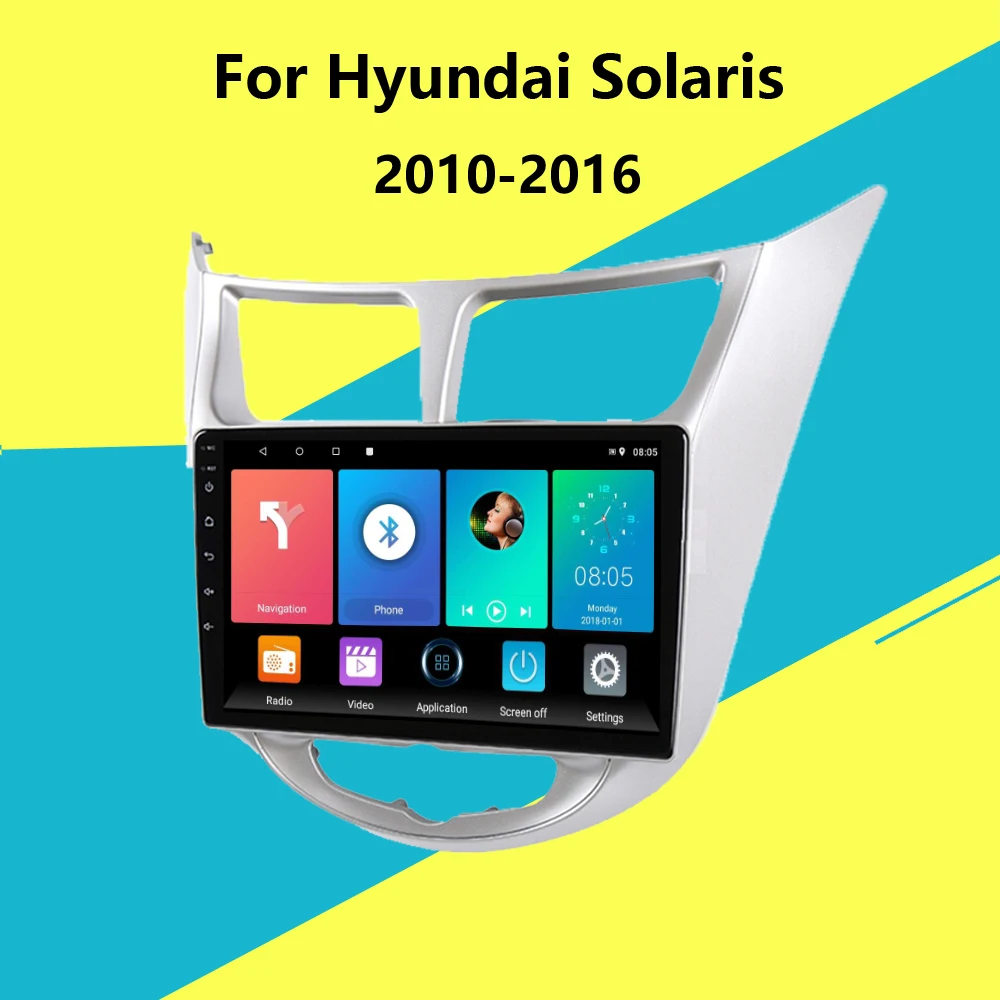 Для Hyundai Solaris accent Verna 2010 2016 2 DIN 9 дюймов Android 8 1 автомобильный мультимедийный плеер