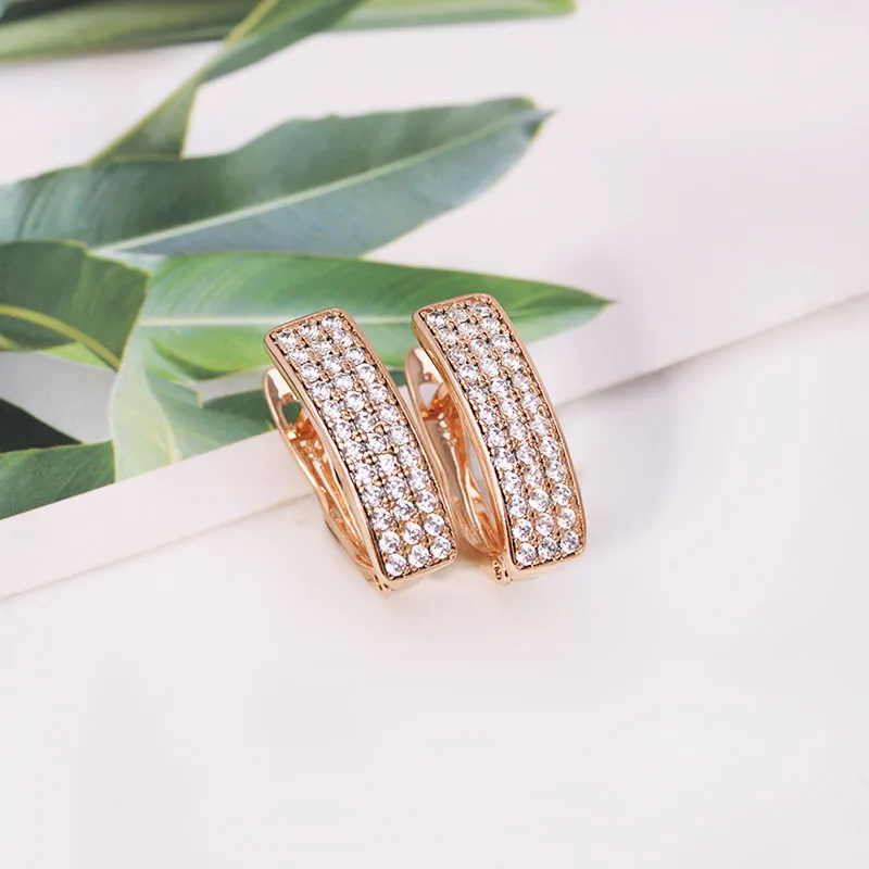 

Mix Gold Color Mirco Full Zircon Hoop Earrings For Women 18 k Fashion jewelry CZ AAA+ Nickel Free
