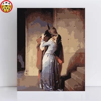 painting by numbers art paint by number francesco hayez kiss a close couple of intimate scenes in the hallway pictures by number