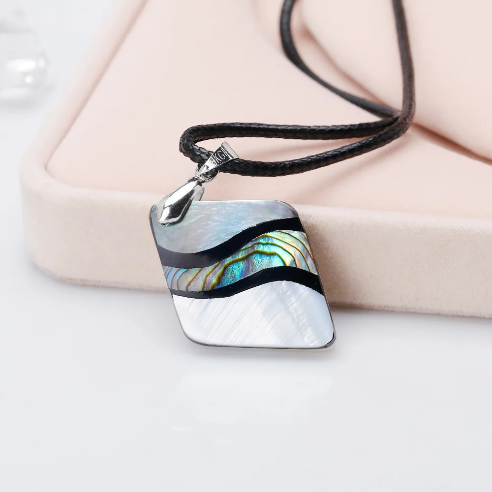 

Natural Abalone Shell Pendant Necklace Exquisite Charm Sweater Chain Accessories Rope Chain Accessories DIY Craft Gifts 28x54mm