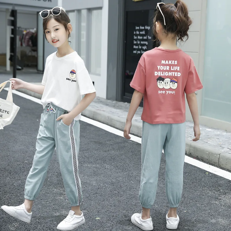 Kids Tracksuit For Girls Clothing Sets Summer Clothes Casual Sport Suit Outfit Teen Children 5 6 7 8 9 10 12 Year | Детская одежда и