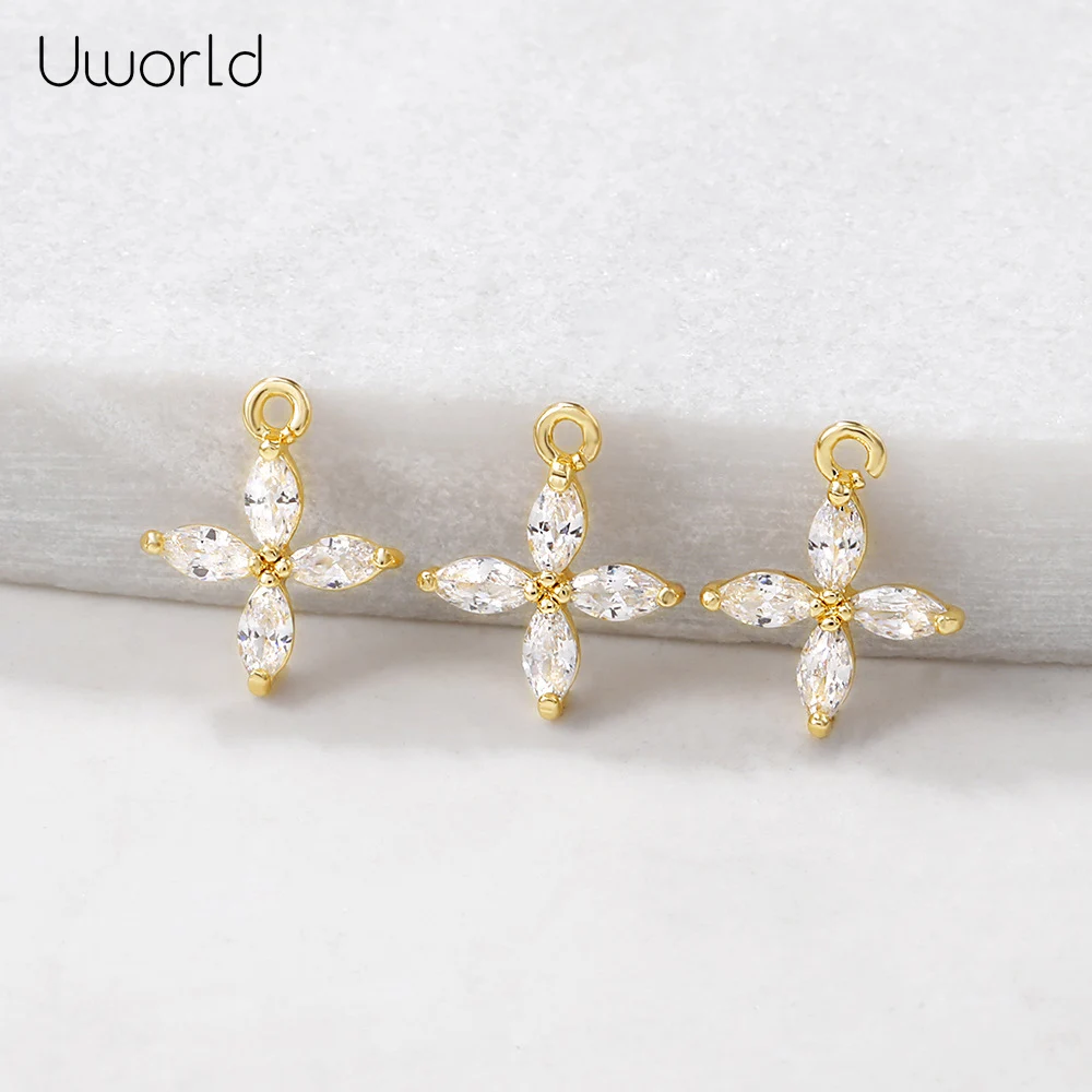 2 шт. медный циркон золотой цветок подвеска сделай сам Bling Стразы ювелирные