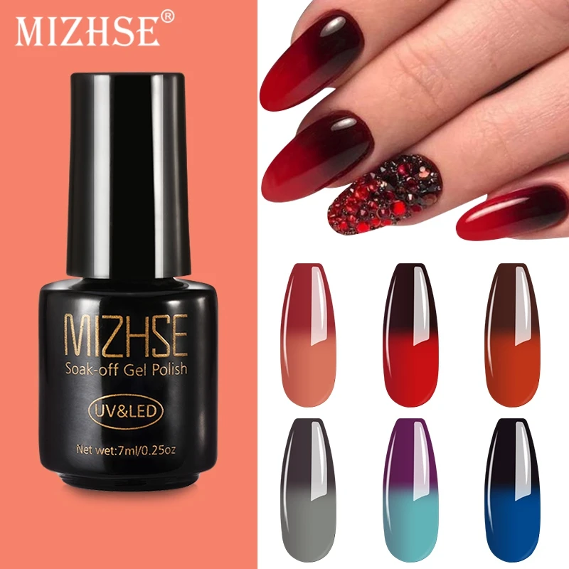 Гель лак MIZHSE 7 мл для ногтей хамелеон меняющий цвет при температуре Термальный
