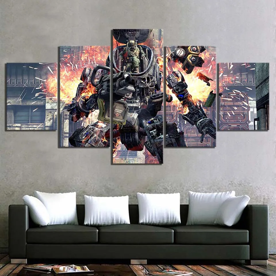 Домашнее украшение Картина на холсте с принтом 5 панелей боевой робот титан 2