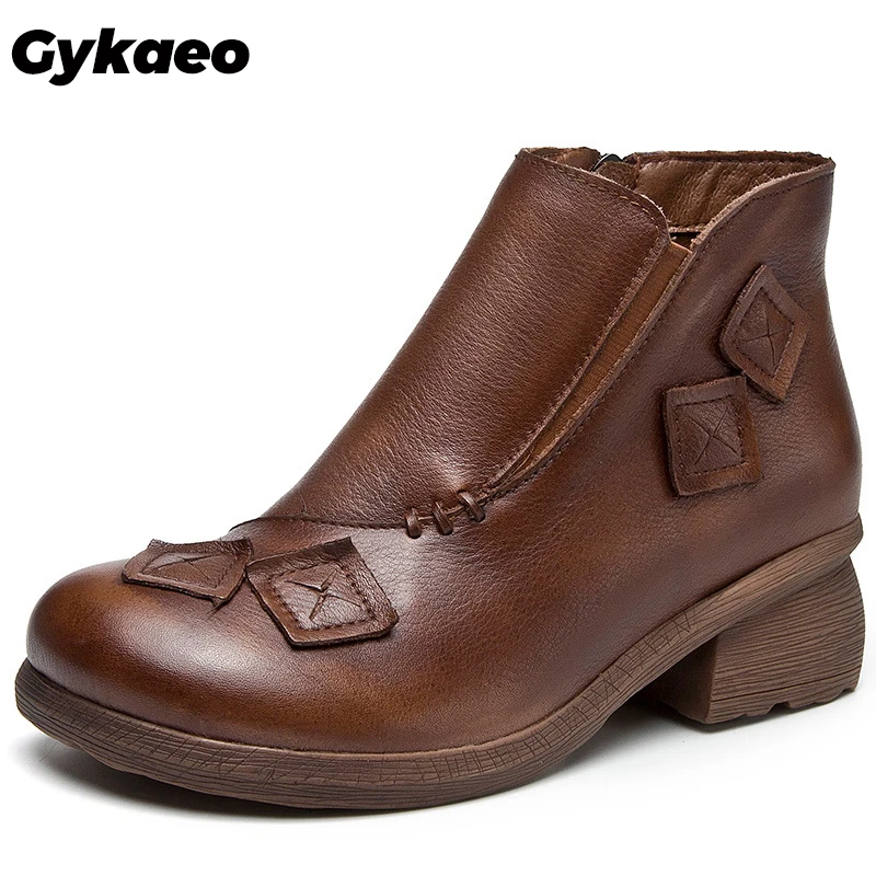 Gykaeo женские повседневные полуботинки коллекция 2019 года Сезон Зима ботинки из