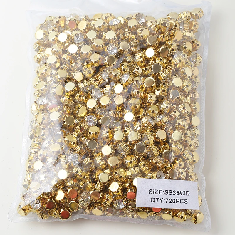 Стразы RESEN 4-10 мм 3D с золотистыми кристаллами для шитья | Дом и сад