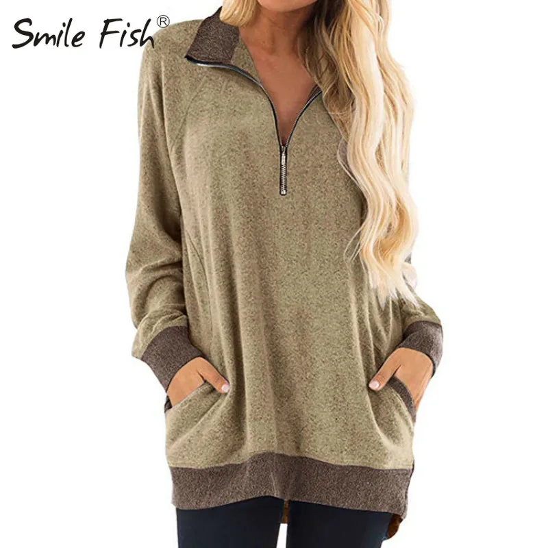 

Футболки с длинным рукавом, Лоскутные Повседневные пуловеры, свободные женские топы с круглым вырезом, осенне-зимние базовые рубашки, толст...