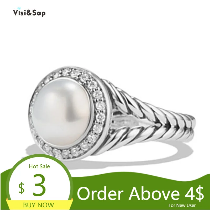 Элегантные кольца с имитацией жемчуга Visisap для женщин подарок на день рождения