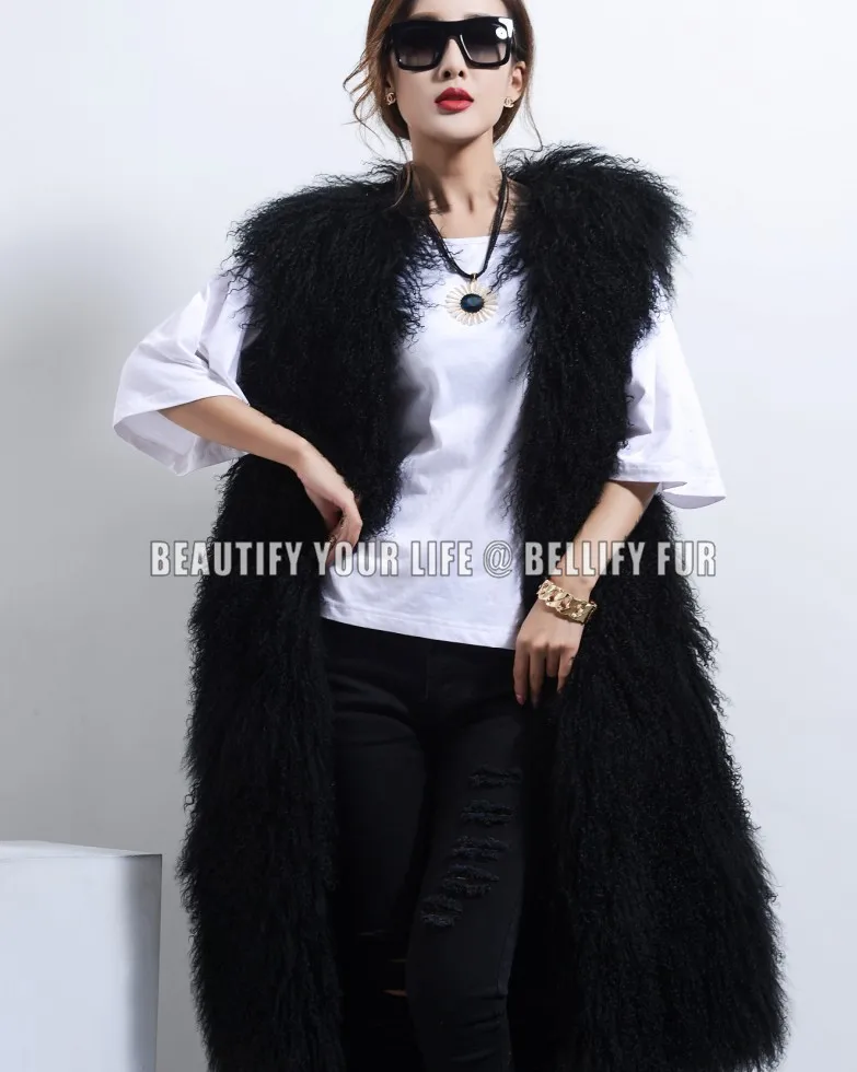 Европейский и американский Топ модный Ультра Длинный жилет из натурального