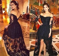 cheap evening dress newest arabic dubai off shoulder lace formal holiday wear prom party gown custom made plus prom dresses