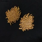 HUANZHI 2020 новые ретро золотые геометрические нестандартные тканые ромбы металлические увеличенные серьги-гвоздики для женщин и девочек ювелирные изделия