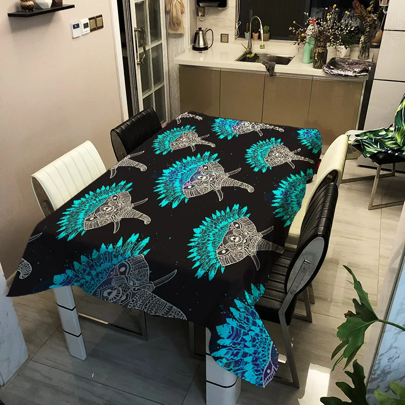 

Simple style printing pencil drawing pattern washable decorative household waterproof tablecloth
