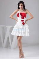 free shipping 2016 new design hot sale formal princess custom sizecolor short a line handmade flowers bridesmaid dress