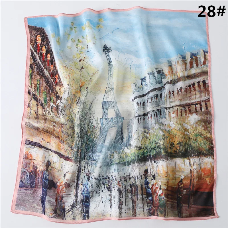 2020 модный шарф с масляным принтом женский шелковый квадратные шарфы головные