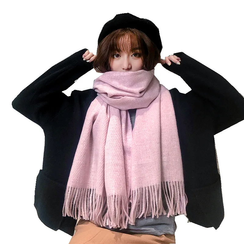 

Autumn and winter new solid color flower scarf female Korean version of cashmere thick warm decorative dual-use shawl scarf