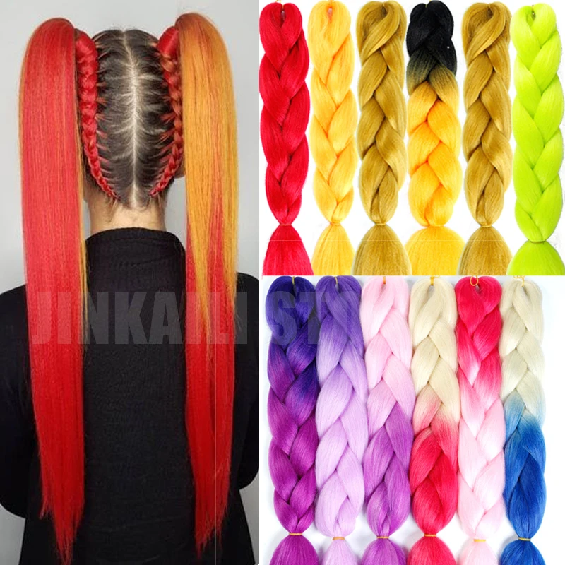 JINKAILI синтетические вязаные крючком косы Омбре плетеные волосы коробка Джамбо