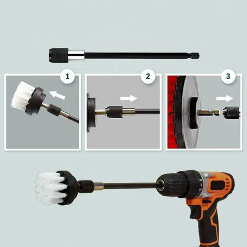 16x Attachment Tools Pad Sponge Power Scrubber Drill Brushes Set Extension Long | Дом и сад