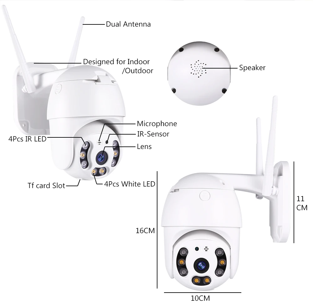 USAFEQLO 1080P наружная Wifi PTZ камера скорость купол 2MP H.265 аудио беспроводная облачная