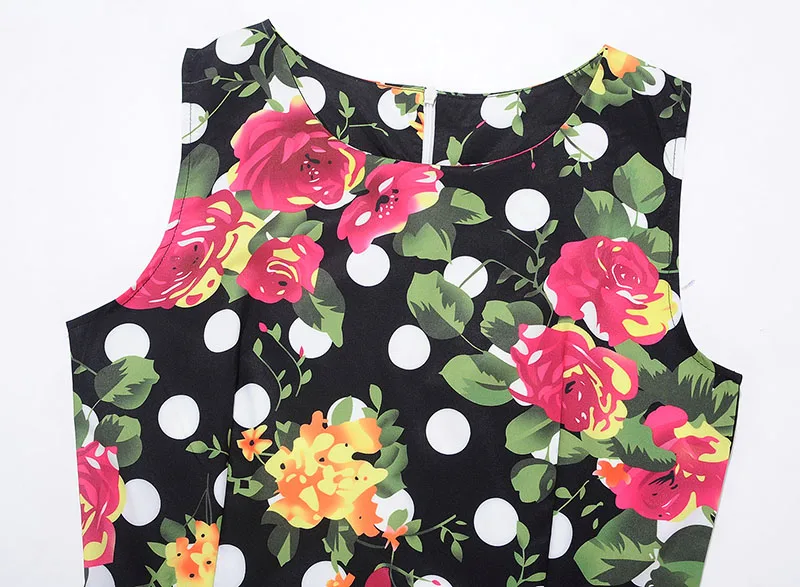 Vestidos, винтажное платье, летнее, с цветочным принтом, без рукавов, платья для вечеринок, 50 s, 60 s, элегантное, рокабилли, сексуальное, пин-ап платье с поясом