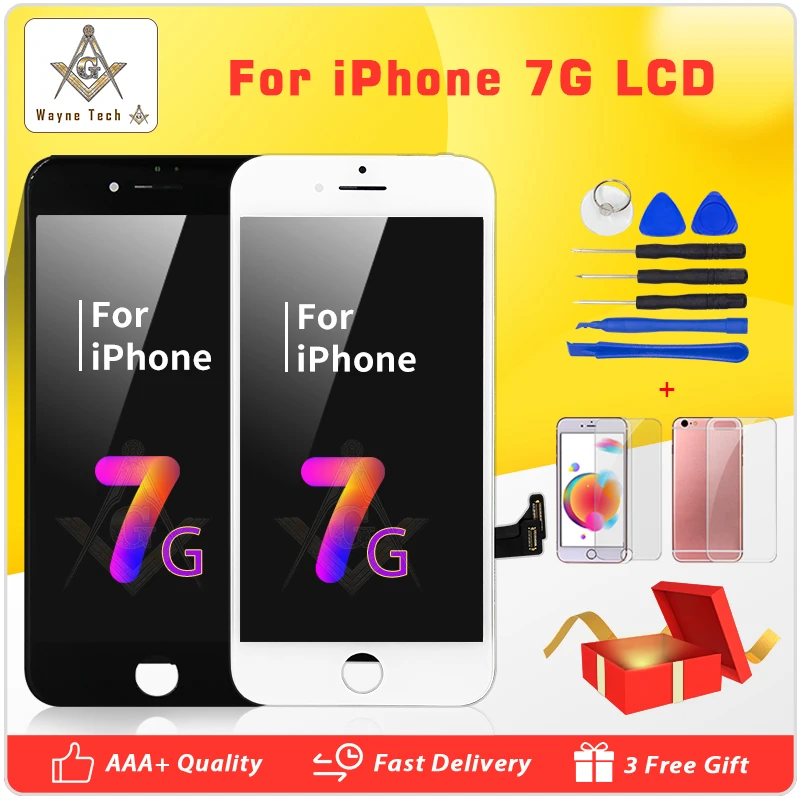 1 шт. качество AAA LCD для iPhone 7 Plus дисплей с сенсорным дигитайзером сборка холодный