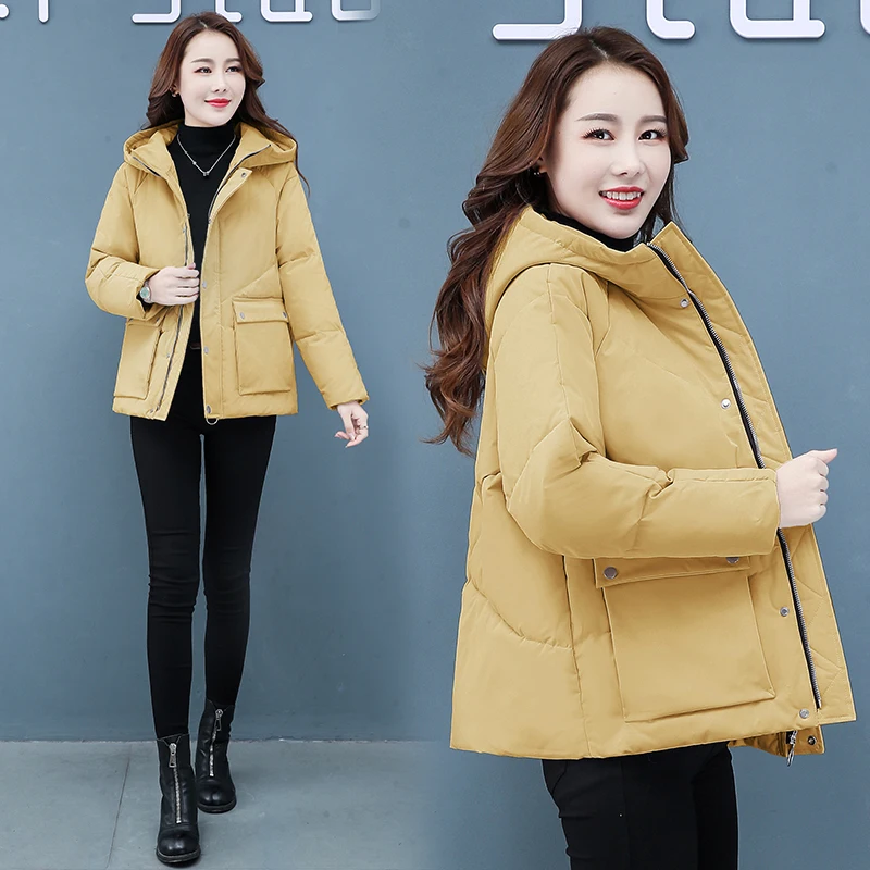 2020 New Women'sjacket with ahood Thicken Cotton clothing Tops Winter Fashion short coat Padded jackets women Outerwear trend