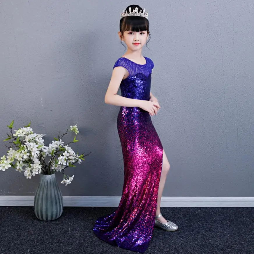 Платье-Русалка для девочек с блестками Осень-зима 2019 |