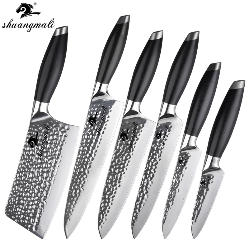 8 Inch Kitchen Knives 3 Layer 440C Forged Steel Chef Knife Fruit Slicing Cleaver Knife With G10 Handle Cook Tool