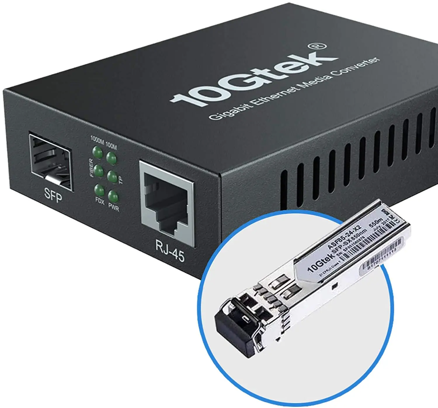 

1.25 Gbps Ethernet Media Converter with a SFP SX Module, MMF, 850-nm, 550-m