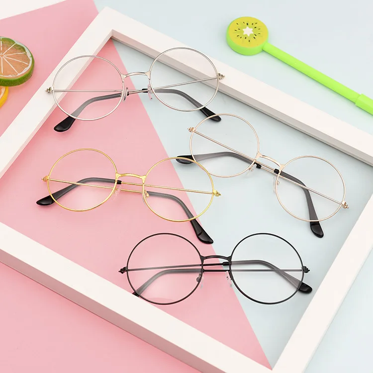 

Fashion Women Men Clear Lens Eye Glasses Round Metal Frame Blue Light Blocking Glasses Decorative Unisex