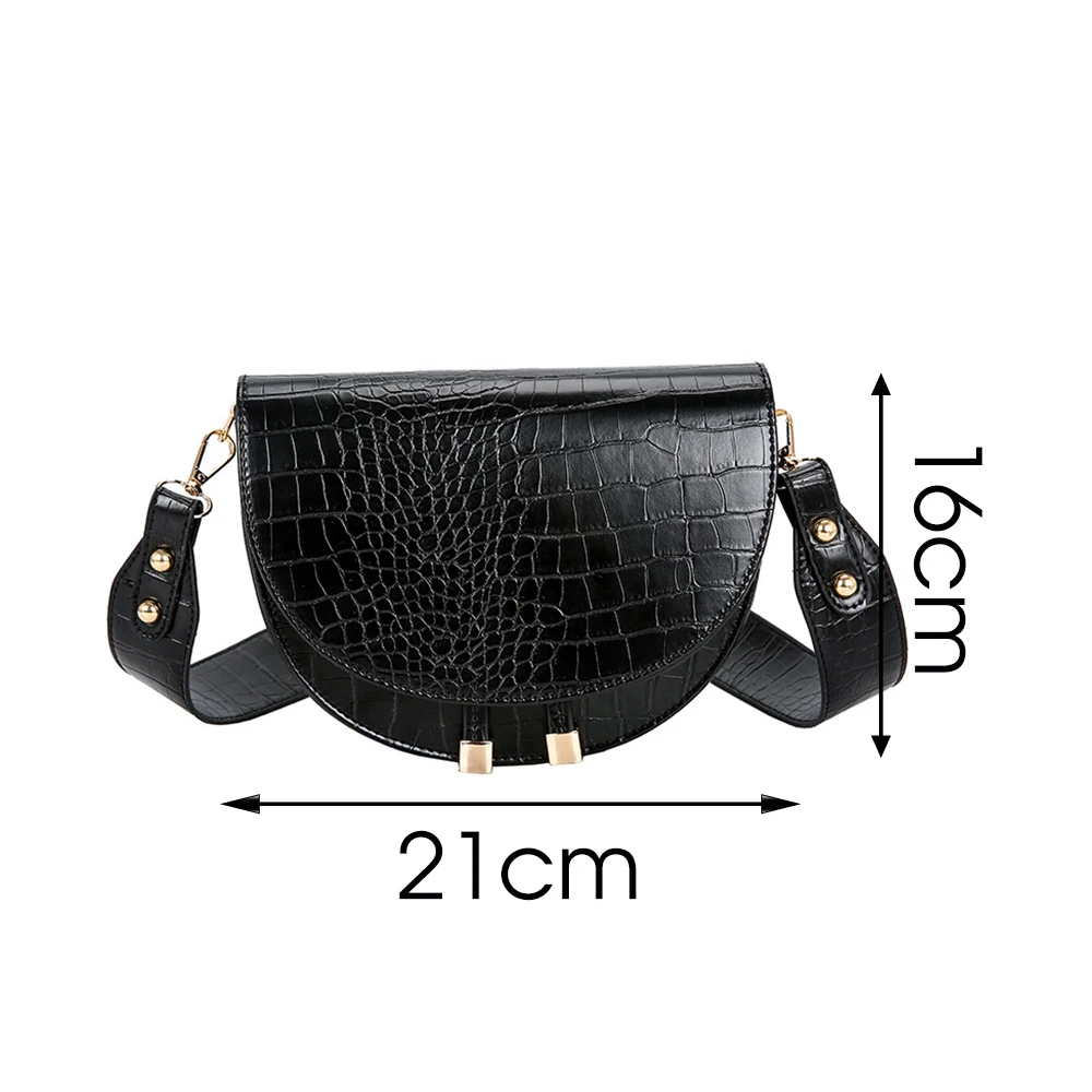 

Luxury Fashion Women Crossbody Bag Crocodile Semicircle Saddle Bags Soft Leather Shoulder Bags For Ladies Handbags Designer