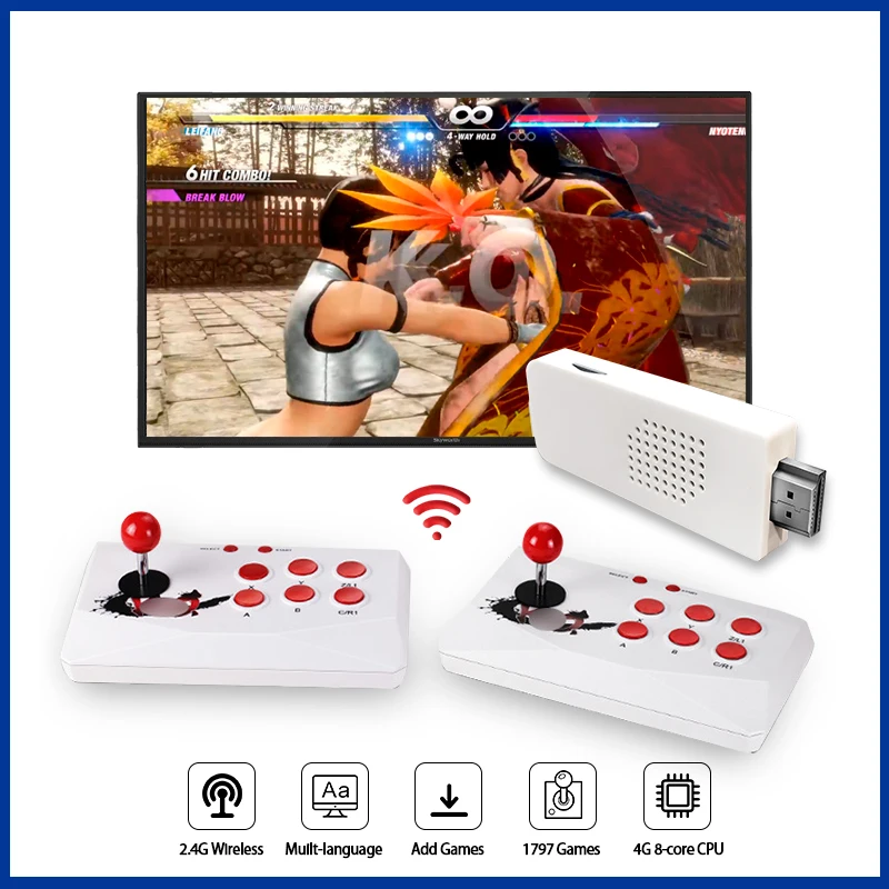 

2.4G Wireless ArcadeÂ VideoÂ GameÂ Console Built-in 1700+ Games for Arcade/GB/SNES/FC Double Controller HD TV GameÂ Plug and Play