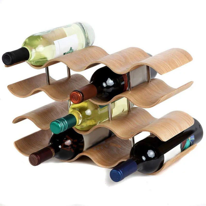 

countertop corrugated wine rack, wood, elegant and modern, desktop wine rack