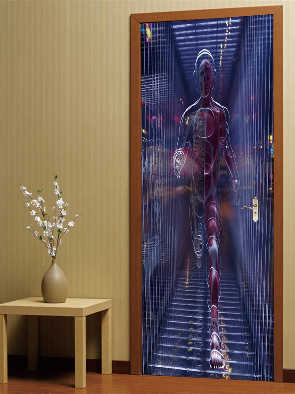 3D дверная наклейка с имитацией трехмерного пространства ПВХ самоклеящаяся