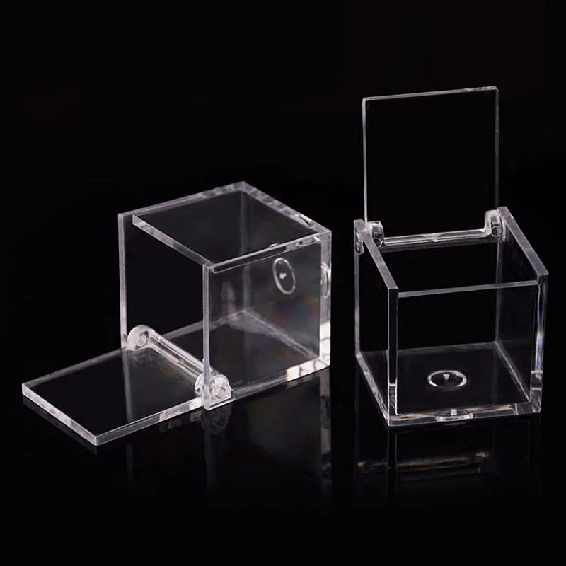 

12x Transparent Plastic Candy Box Square Flip Cookies Snack Storage 4.5*4.5CM
