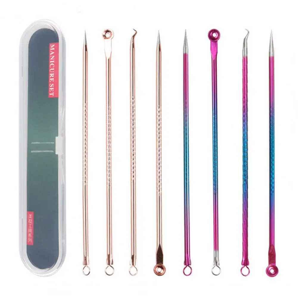 

4PCS Acne Blemish Remover Blackhead Extractor Black Dots Cleaner Needles Set Black Spots Pore Cleanser Tool Rose Gold Sliver