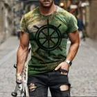 Мужская летняя футболка, в европейском и американском стиле, с 3D-принтом якоря, быстросохнущая, свободная