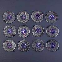 12pcsset constellations zodiac coins metal color relief collectible challenge original coin set holder home decor crafts gift