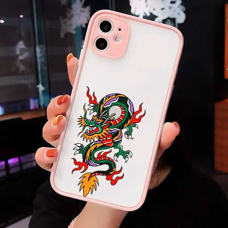 

Dragon Phone Cases matte transparent For Pink iPhone 7 8 x xs xr 11 12 pro plus max mini Clear Funda