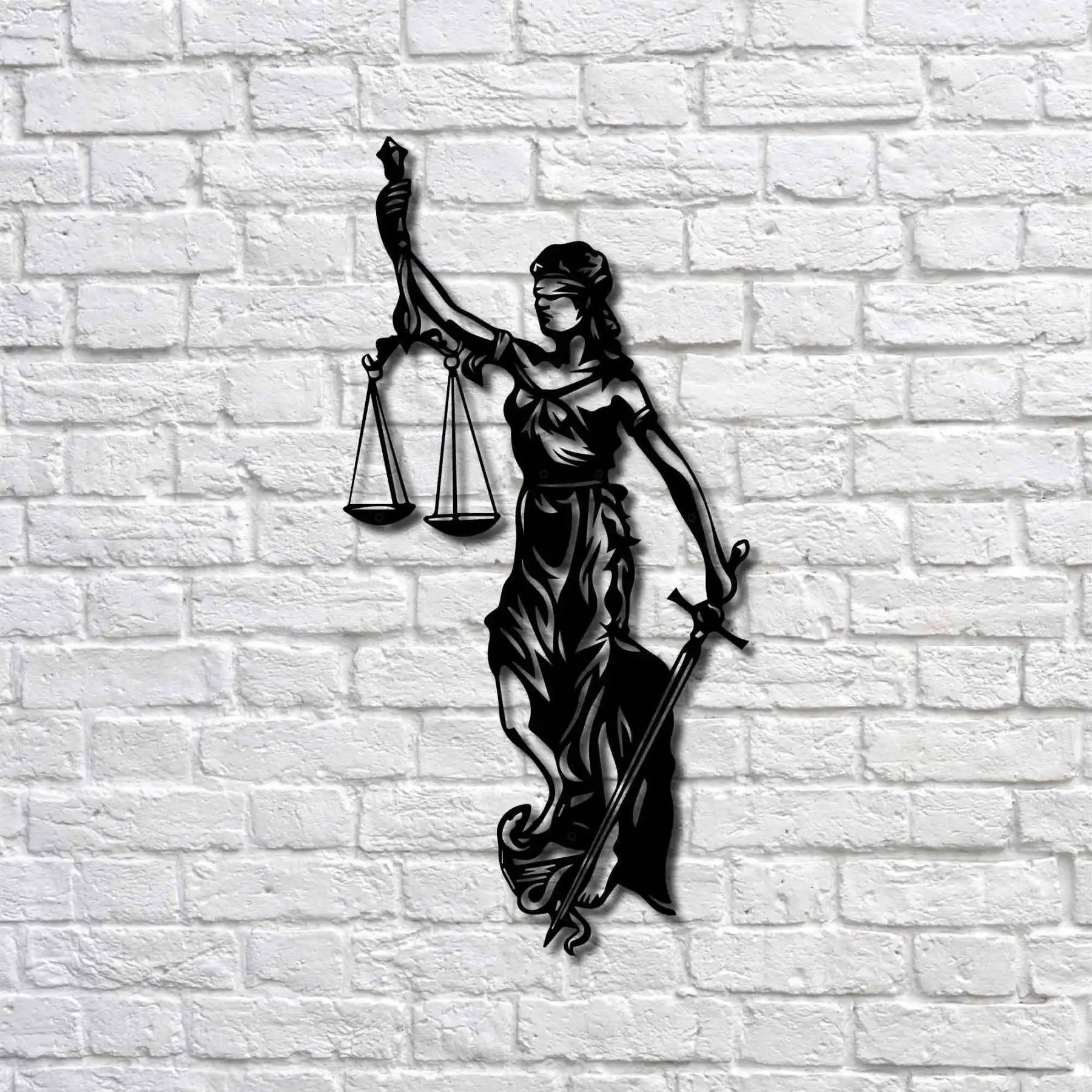 

Metal Wall Art - Lady of Justice, themesis-Interior Decoration - Wall Hanging - Home Decor - Wall Sign -50x25 cm