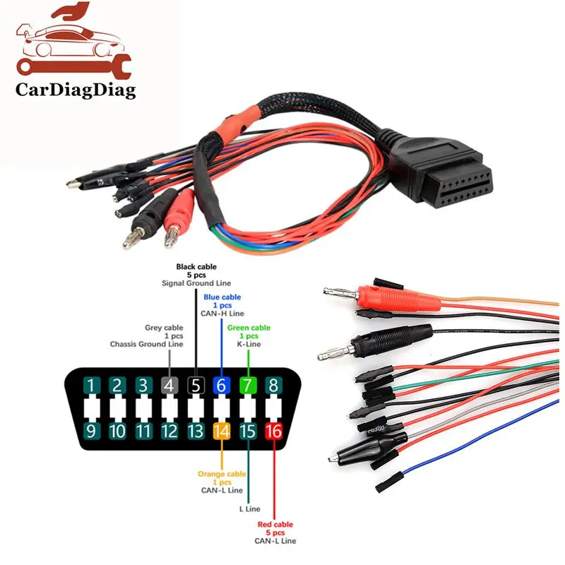 

Прочный диагностический адаптер OBD2 MPPS V18 OBD Breakout Tricore Cable MPPS V21 ЭБУ Настольный кабель для пиновки Переключатель 12 В