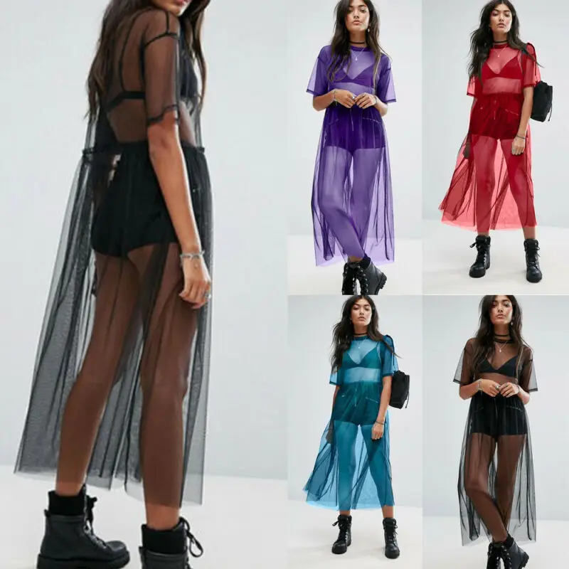 Женское сексуальное черное прозрачное Сетчатое Прозрачное платье